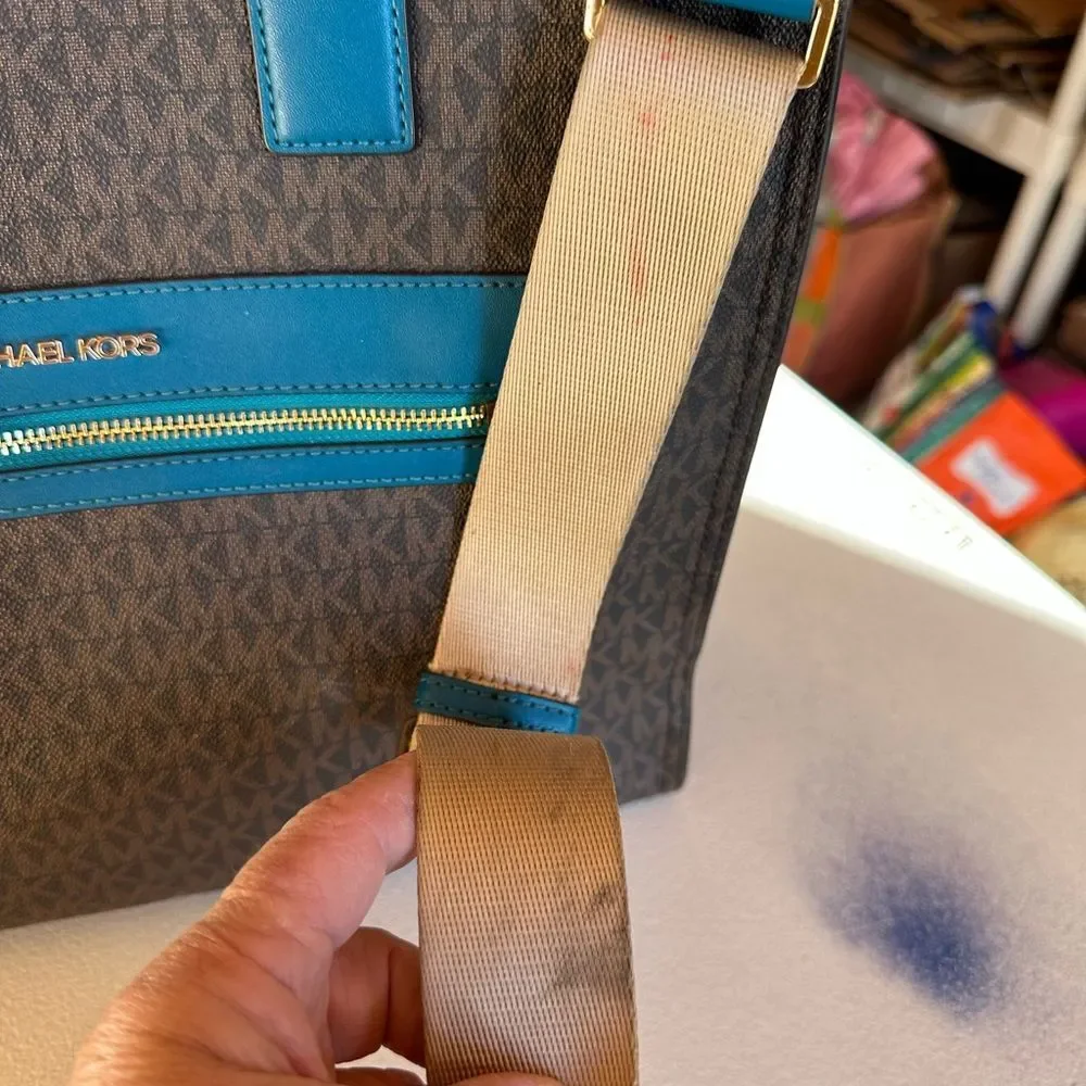 Michael Kors Blue and Brown Men's Bag